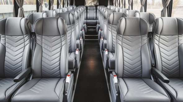 56 passenger charter bus interior view